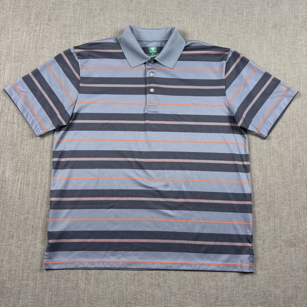 Pro Tour Airplay Polo Shirt Mens XL Gray Black Red Striped Stretch Golf Casual